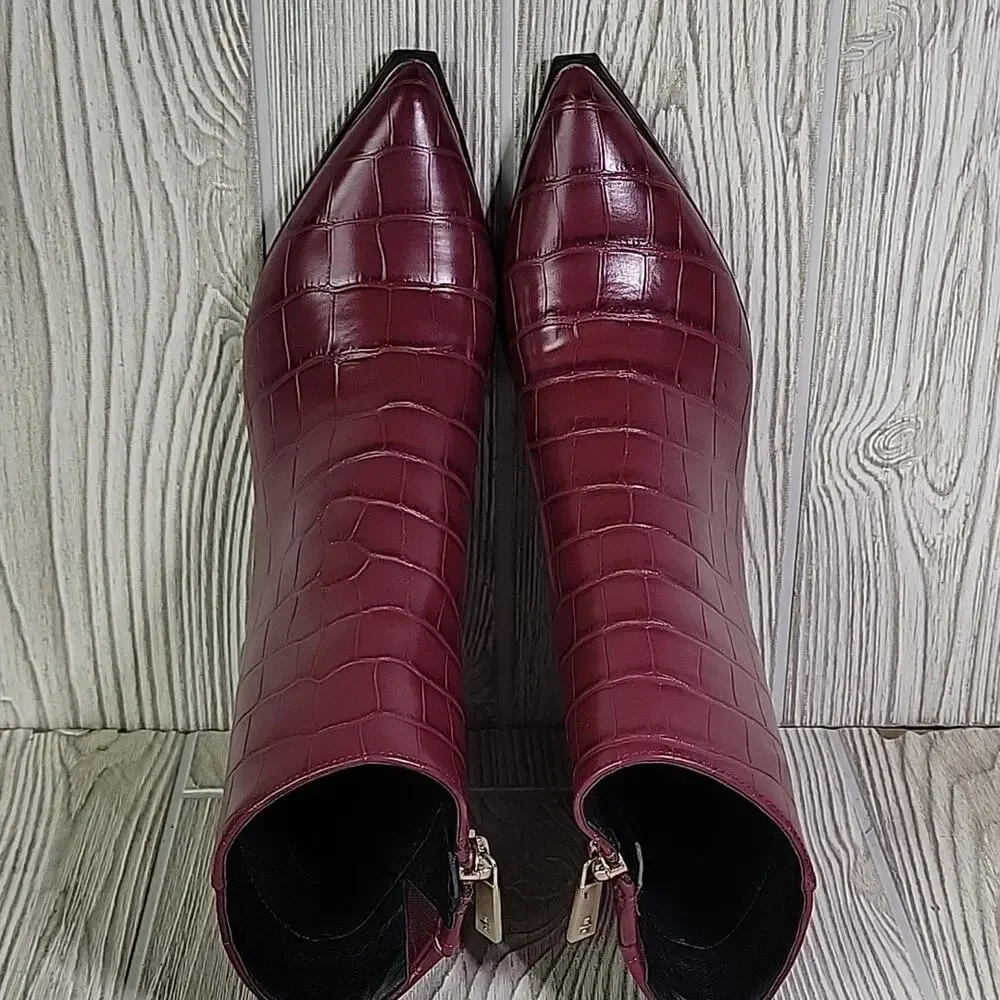 Kenneth Cole Roanne Burgundy Croc Print Ankle Bootie Womens Size 5.5 NEW - Picture 8 of 16